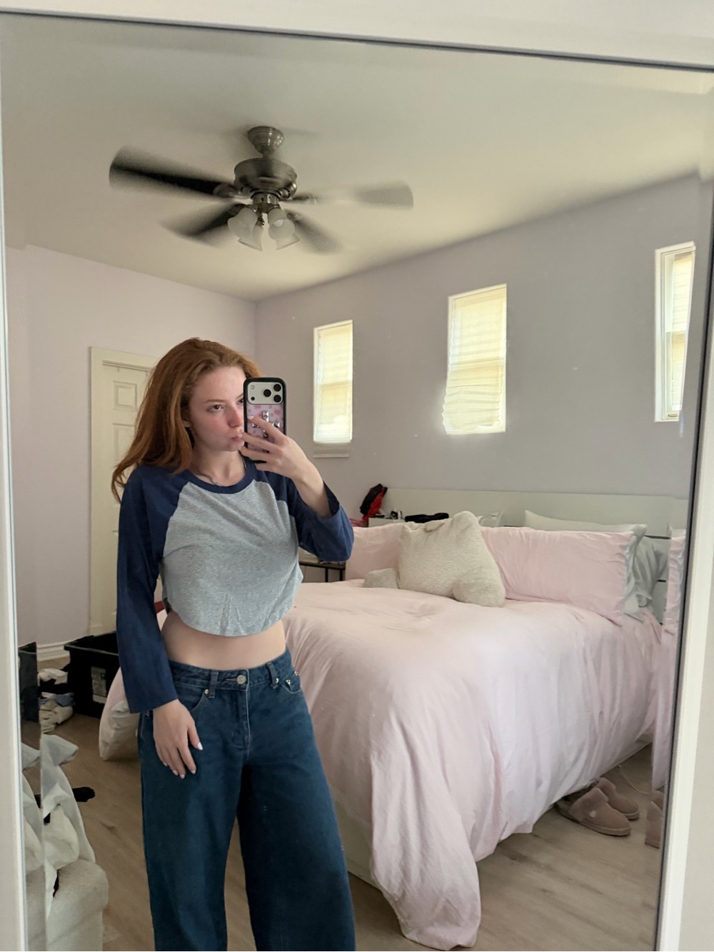 Urban Outfitters Navy & Light Gray Raglan Crop Top - Women - Picture 2 of 5